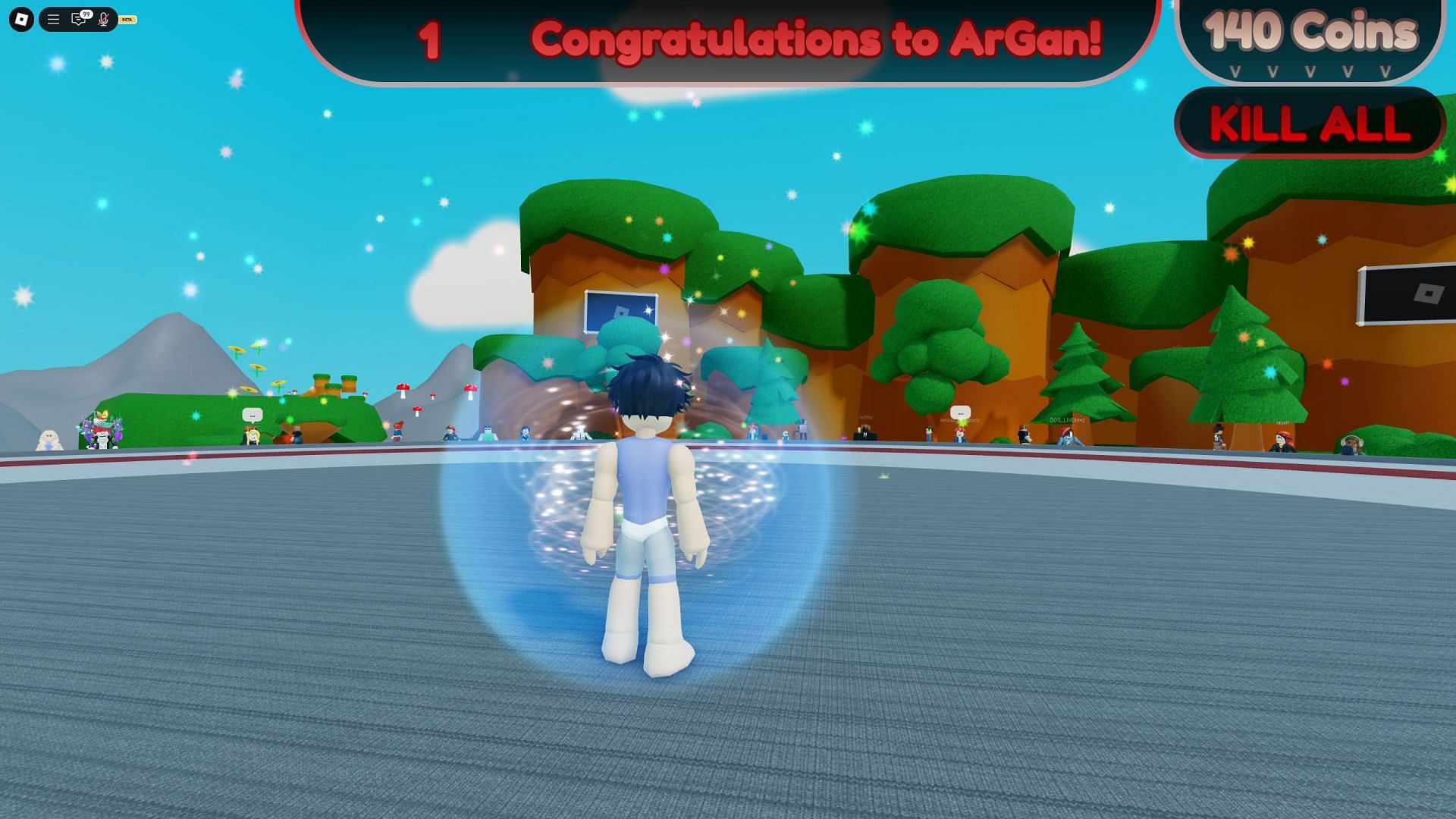 Grab easy wins in 100 Players Musical Chairs (Image via Roblox)